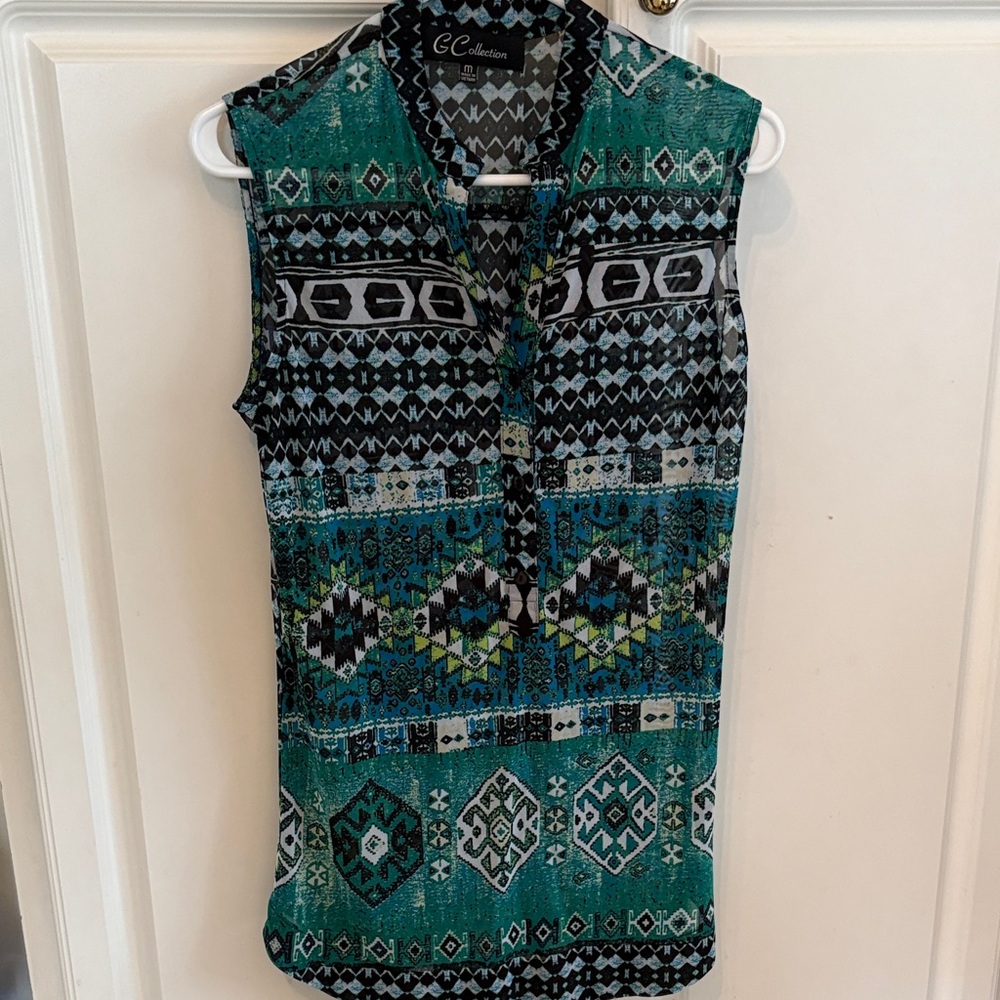 G  COLLECTION Women's Sleeveless Top - Teal and Black
